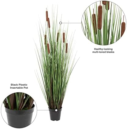 Vickerman 48 Inch Artificial Potted Green Grass Cattails