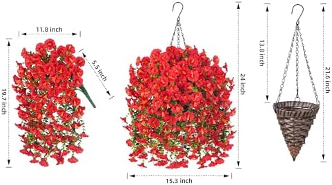 HyeFlora Artificial Hanging Flowers with Basket