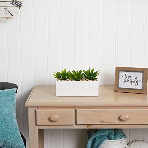Nearly Natural 6916 Agave Succulent in Green Rectangular Planter