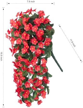 HyeFlora Artificial Hanging Red Orchid Vines 2 PCS