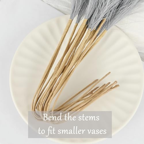 U-LIAN 36PCS Grey Faux Pampas Grass for Decor