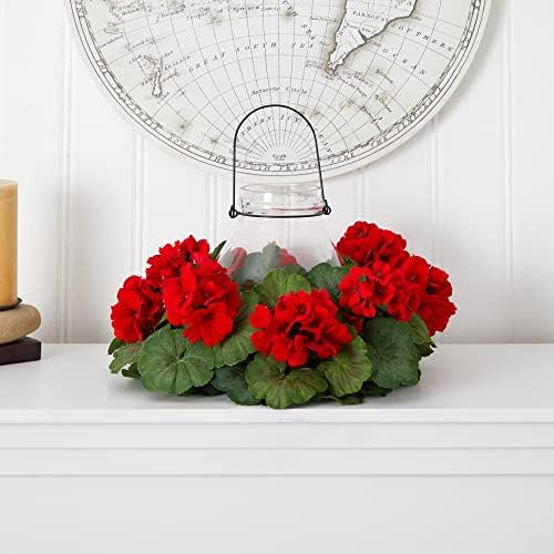 Nearly Natural 16 Inch Artificial Geranium Candelabrum