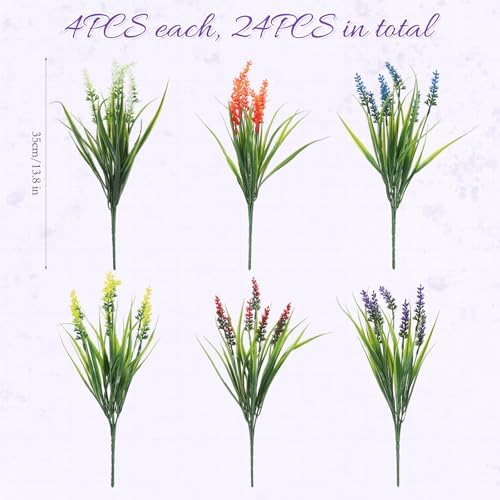 24 Bundles Artificial Flowers for Outdoor Decor