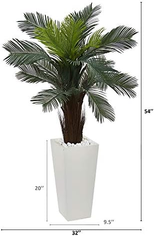 Nearly Natural 45ft Cycas Artificial Plant in White Tower Planter