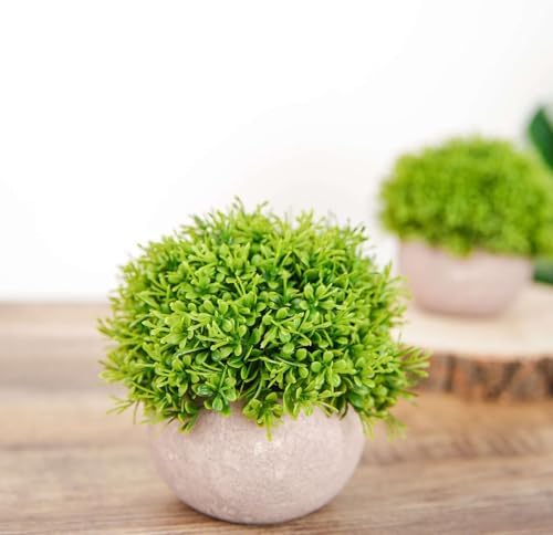 Efavormart 2 Pack Potted Artificial Boxwood Topiary in Gray Planter Pots