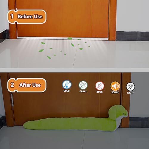 34 Inch Heavy Duty Green Snake Draft Stopper for Door Window