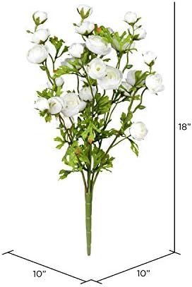 Vickerman 18 Inch Artificial White Ranunculus Bush