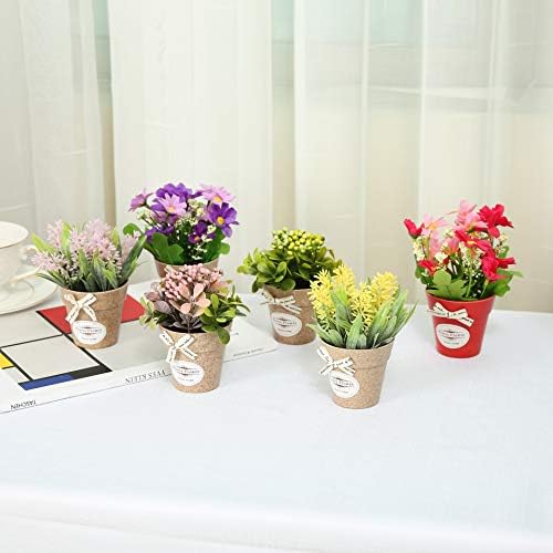 LUEUR Set of 6 Artificial Flowers with Vase