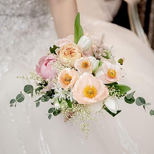 Kainonnan Artificial Poppy Flowers 5Pcs Set Champagne
