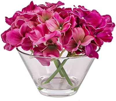 National Tree Company Artificial Hydrangea Bouquet with Glass Vase