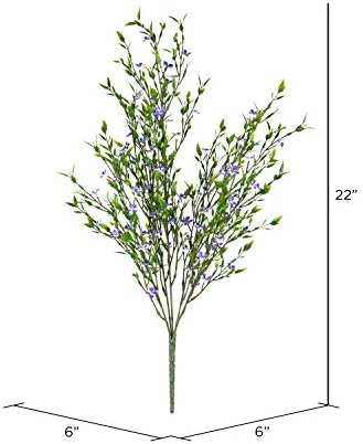 Vickerman Artificial Greenery Bush with Purple Flowers 22 Inches Long