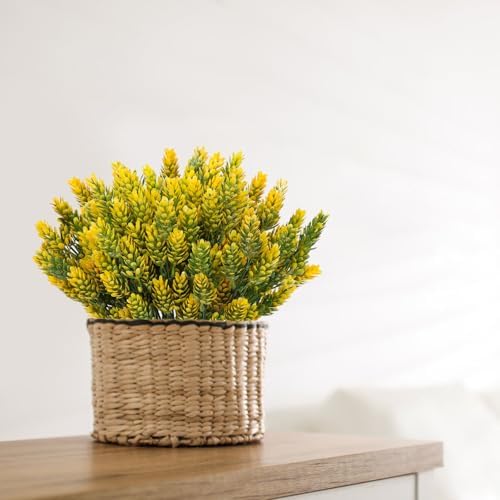 RECUTMS Artificial Plants 6 Pack Yellow Greenery