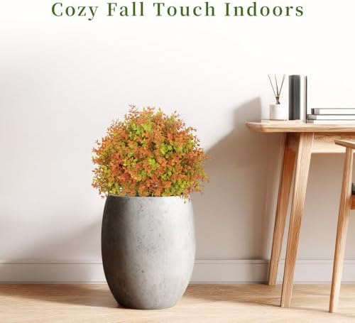 Artificial Fall Boxwood Plants Set of 2 UV Resistant Outdoor Topiary Trees