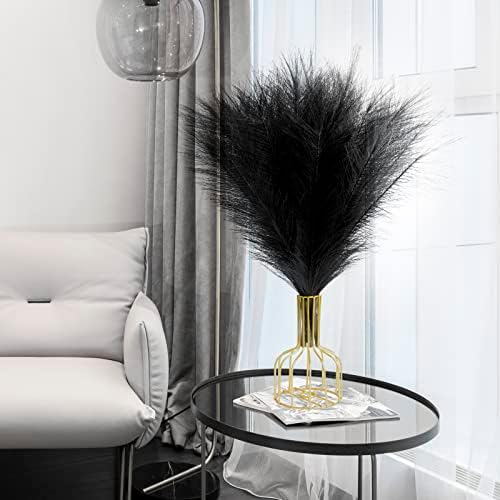 U-LIAN 6PCS Black Artificial Pampas Grass 17 Inch Decor