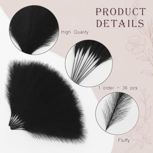 U-LIAN 36PCS Black Artificial Pampas Grass 17 Inch Decor