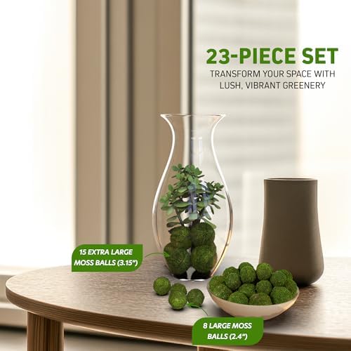 Pack of 23 Artificial Moss Balls Green Decor Set