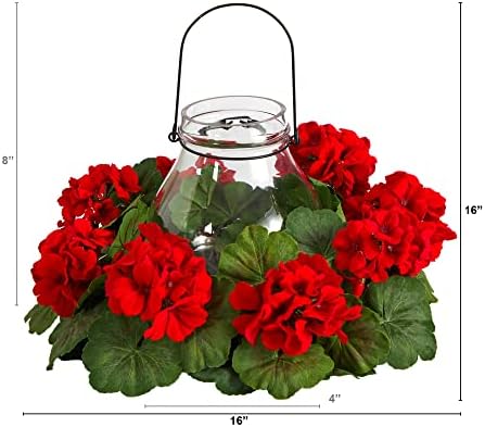 Nearly Natural 16 Inch Artificial Geranium Candelabrum