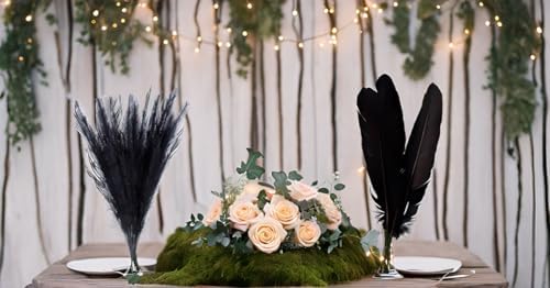 UiiziC Faux Pampas Grass 8 PCS 30 Inch Black