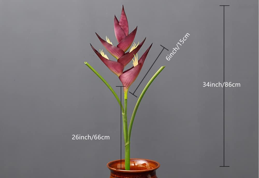 34 Inch Large Red Bird of Paradise Artificial Flower Stem
