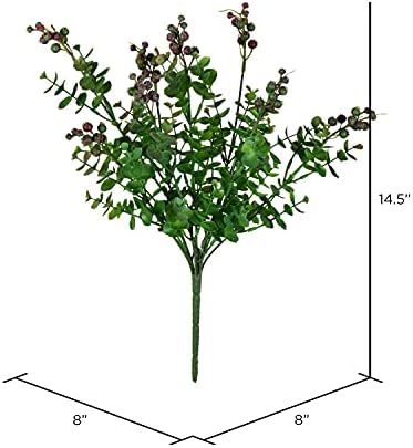 Vickerman Artificial Purple Berry Money Leaf Bush 145 Inch 2 Pack