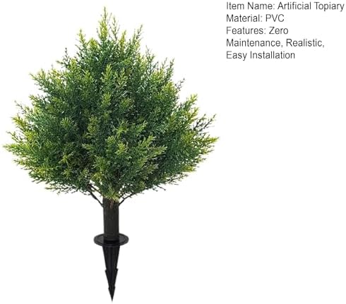 Artificial Cedar Topiary Trees Faux Greenery Decor