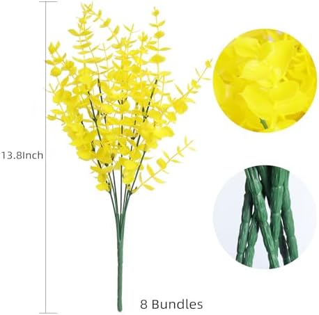 RECUTMS Artificial Flowers 8 Bundles UV Resistant Faux Plants