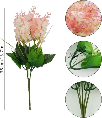 6Pcs Artificial Pink Wisteria Flowers with 137 Inch Stems