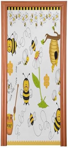 Susiyo Bees Flowers Halloween Door Cover 32x79 Inch