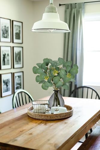 DILATATA Artificial Eucalyptus Stems in Glass Vase with Faux Water