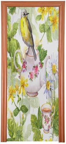 Susiyo Watercolor Tea Bird Halloween Door Cover