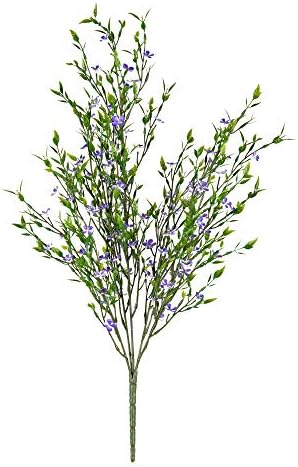 Vickerman Artificial Greenery Bush with Purple Flowers 22 Inches Long