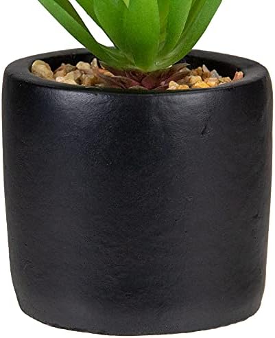 Northlight 7 Inch Green Artificial Sword Grass in Black Pot