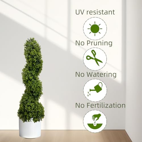 3FT Artificial Boxwood Topiary Tree Spiral Plants 2 Pack