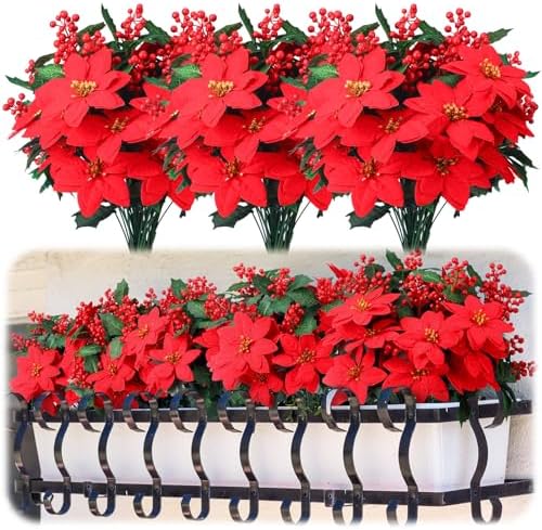 Ceenna 12 Pcs Christmas Artificial Flower Set
