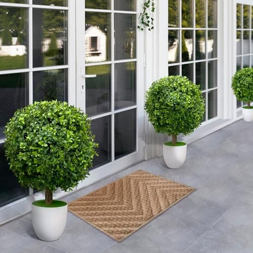 UV Resistant Artificial Boxwood Trees Set of 2 24 Inch