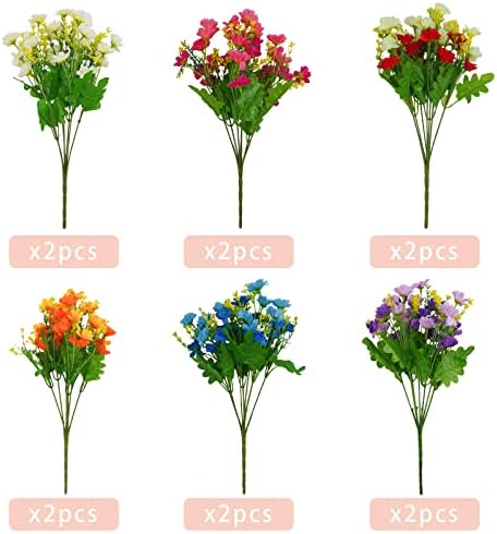 Agusbagli Artificial Flowers Outdoor 12Pcs Daisy Shrub UV Resistant Fake Flowers