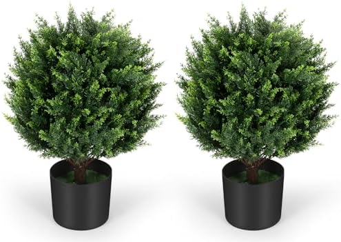 Keepinno 21 T Artificial Cedar Topiary Ball Tree 2 Pack