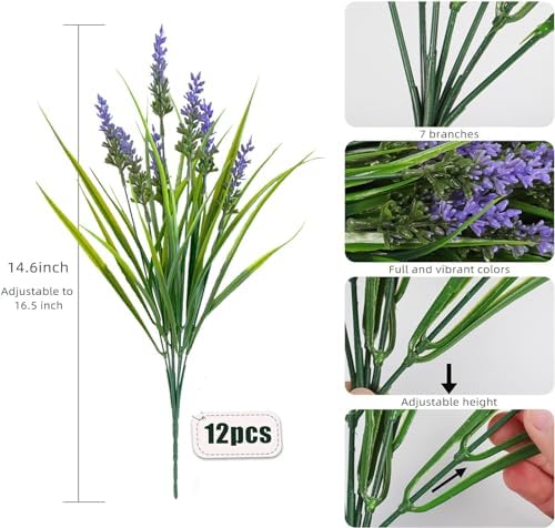 Toprooms Artificial Plants Outdoor 12 Bundles Purple
