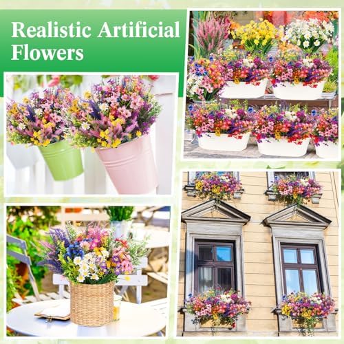 60 Bundles Artificial Flowers 15 Styles UV Resistant