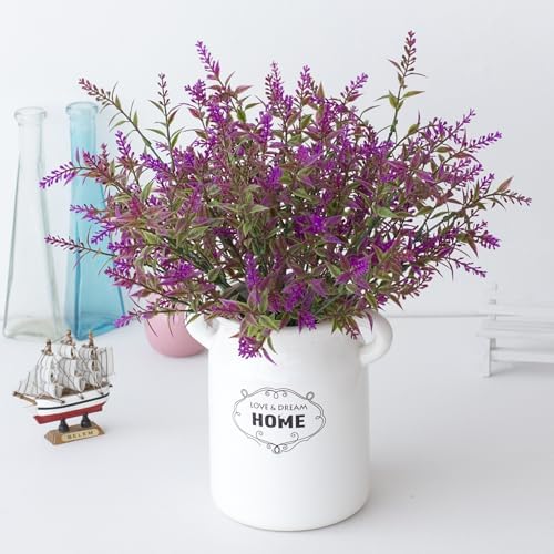 Fuchsia Lavender Faux Plants 8 Bundles UV Resistant Artificial Flowers