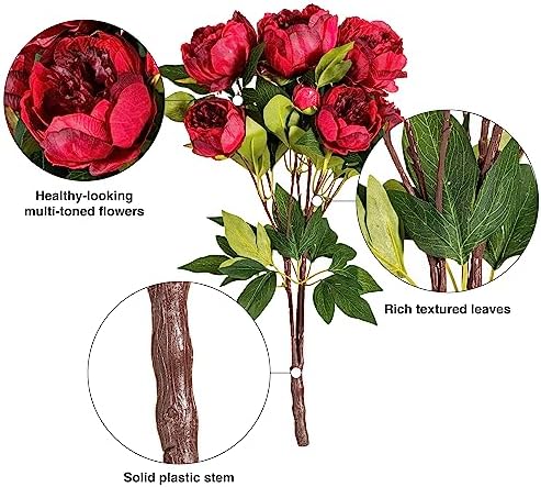 Vickerman 23 Inch Artificial Red Peony Bush