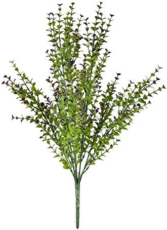 Vickerman Artificial Green Purple Eucalyptus Bush 20 Inch