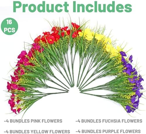 16PCS Artificial Fake Outdoor Flowers Plants with Wheat Ears