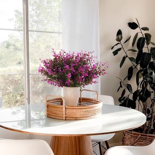 RECUTMS Artificial Flowers 8 Bundles Faux Fuchsia Eucalyptus