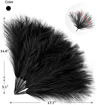 U-LIAN 6PCS Black Artificial Pampas Grass 17 Inch Decor