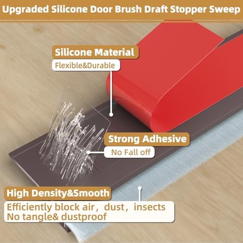 39 Inch Door Draft Stopper with Brush Strong Adhesive