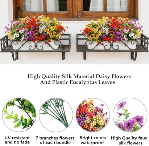 24 Pcs Artificial Flowers for Outdoor Decor