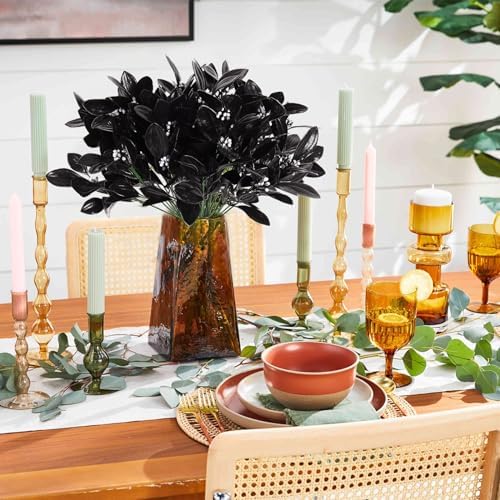RECUTMS Halloween Artificial Black Bouquet Fake Flowers 10pcs Outdoor