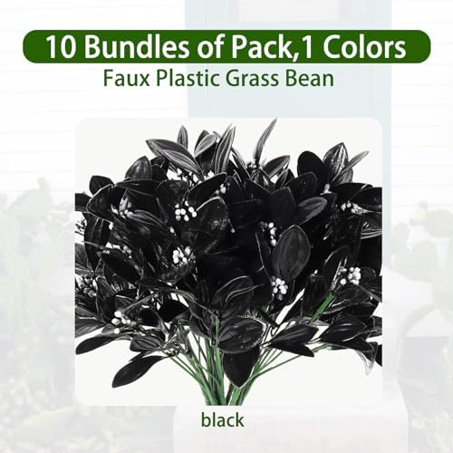 RECUTMS Halloween Artificial Black Bouquet Fake Flowers 10pcs Outdoor