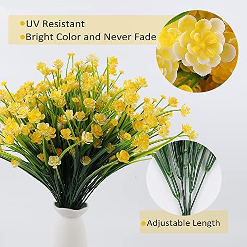 RECUTMS 12 Bundles Artificial Flowers and Grass for Outdoor Use